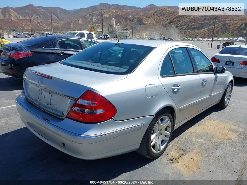 2003 Mercedes-Benz E 500 VIN: WDBUF70J43A378532 Lot: 40451704