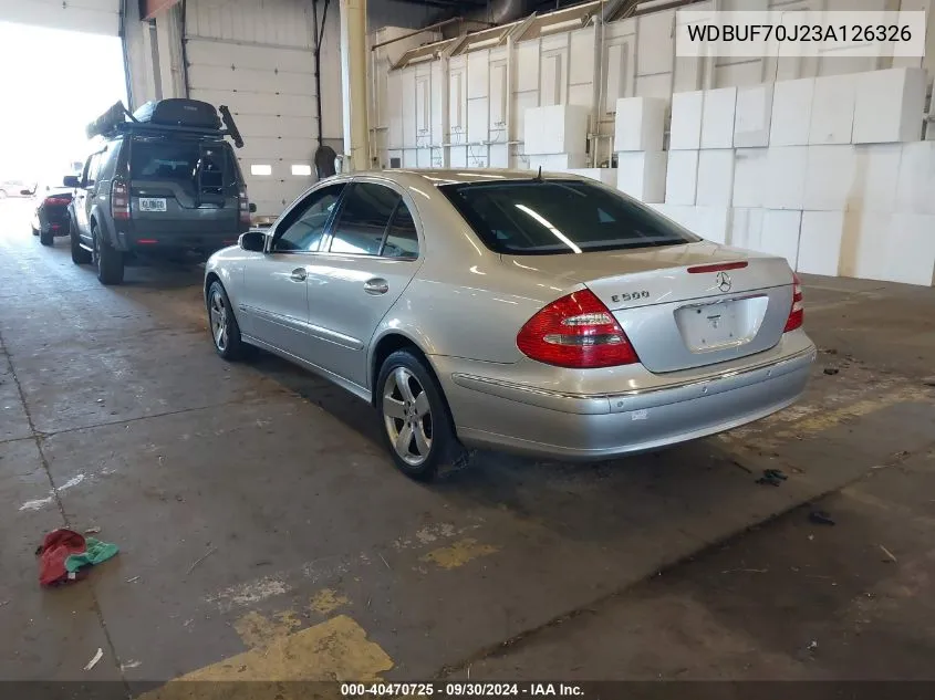 2003 Mercedes-Benz E 500 VIN: WDBUF70J23A126326 Lot: 40470725