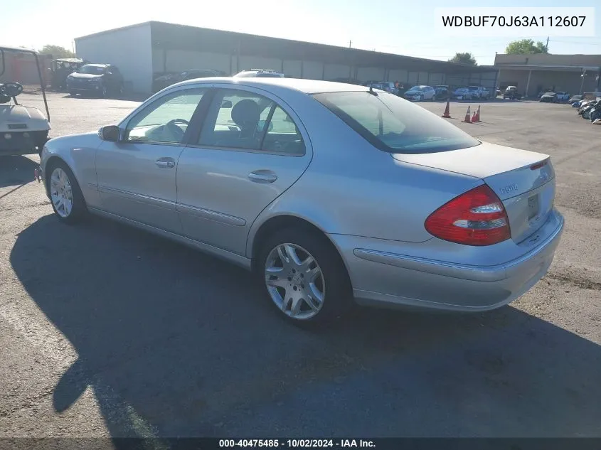 2003 Mercedes-Benz E 500 VIN: WDBUF70J63A112607 Lot: 40475485