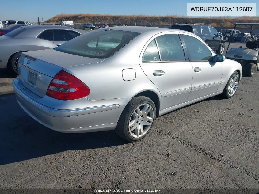 2003 Mercedes-Benz E 500 VIN: WDBUF70J63A112607 Lot: 40475485