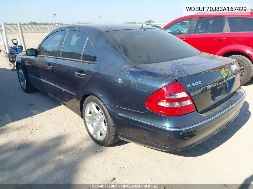 2003 Mercedes-Benz E 500 VIN: WDBUF70J83A167429 Lot: 40567967