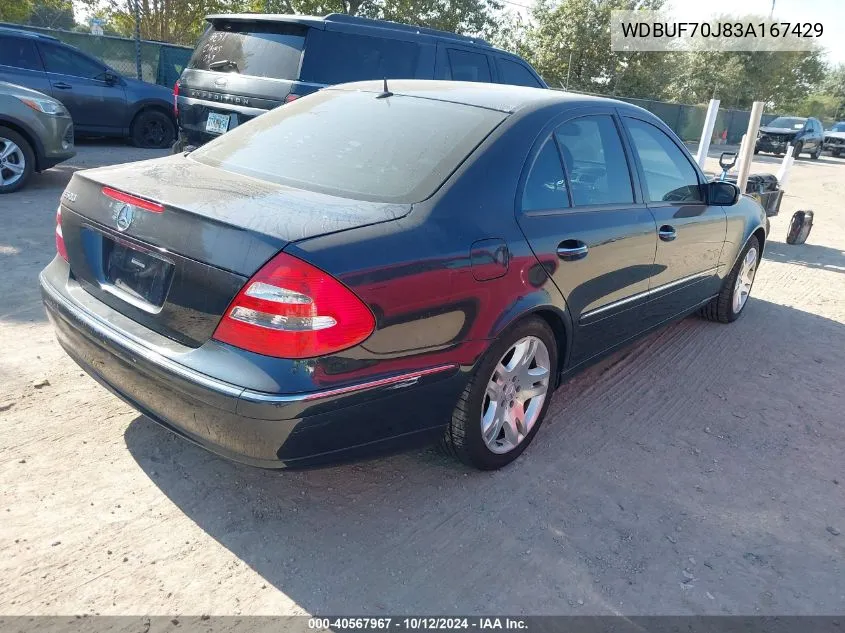 2003 Mercedes-Benz E 500 VIN: WDBUF70J83A167429 Lot: 40567967