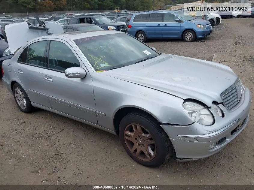 2003 Mercedes-Benz E 320 VIN: WDBUF65J03X110996 Lot: 40600837