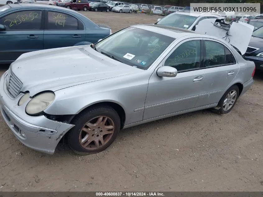 2003 Mercedes-Benz E 320 VIN: WDBUF65J03X110996 Lot: 40600837