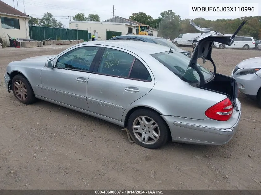 2003 Mercedes-Benz E 320 VIN: WDBUF65J03X110996 Lot: 40600837