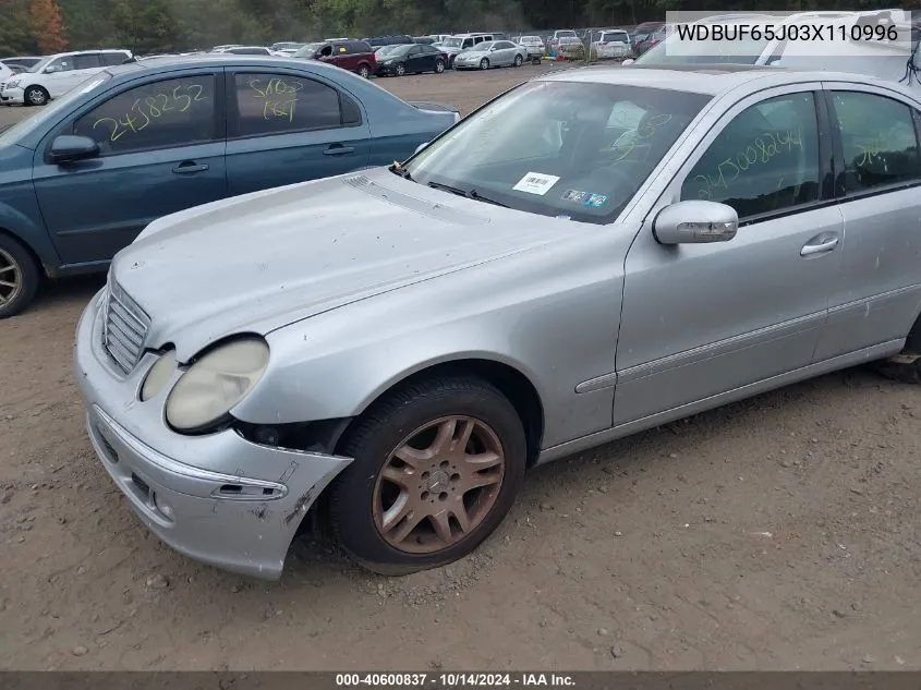 2003 Mercedes-Benz E 320 VIN: WDBUF65J03X110996 Lot: 40600837