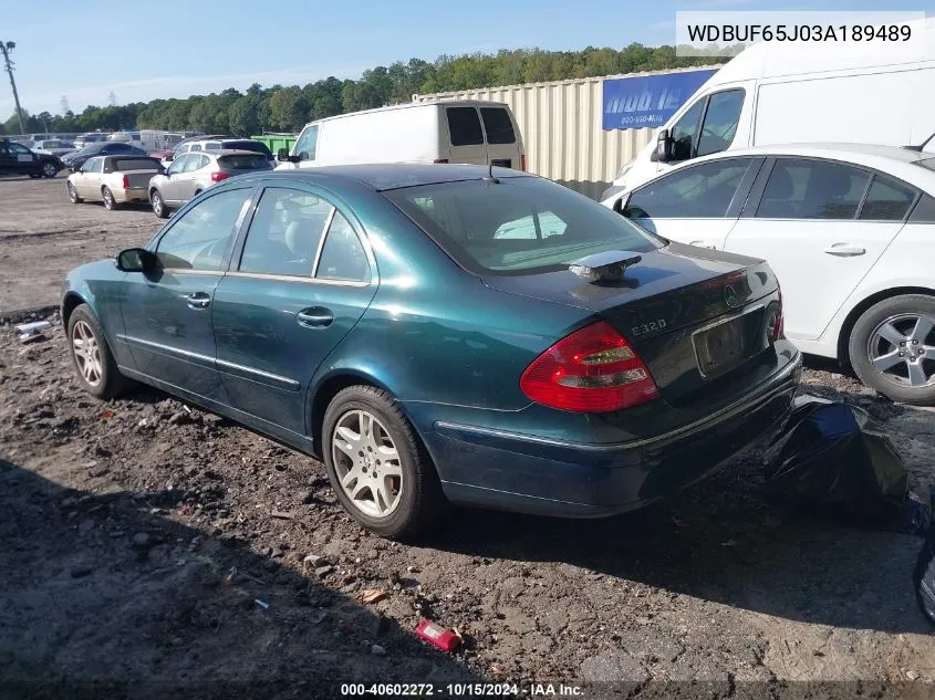 2003 Mercedes-Benz E 320 VIN: WDBUF65J03A189489 Lot: 40602272