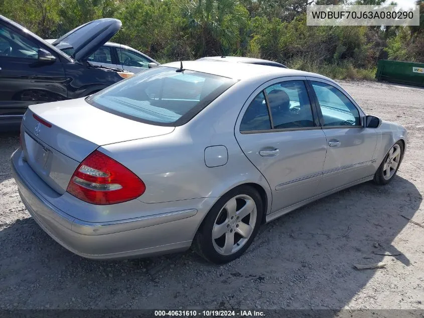 2003 Mercedes-Benz E 500 VIN: WDBUF70J63A080290 Lot: 40631610