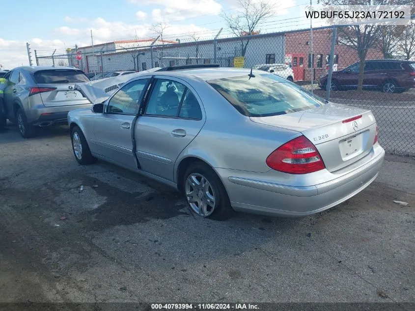 2003 Mercedes-Benz E 320 VIN: WDBUF65J23A172192 Lot: 40793994