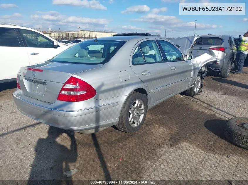 2003 Mercedes-Benz E 320 VIN: WDBUF65J23A172192 Lot: 40793994