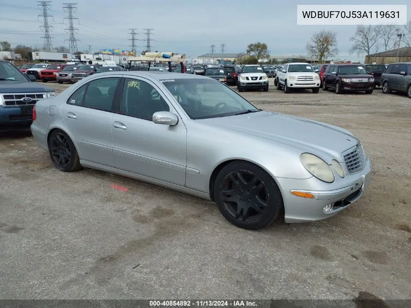 2003 Mercedes-Benz E-Class 5.0L VIN: WDBUF70J53A119631 Lot: 40854892