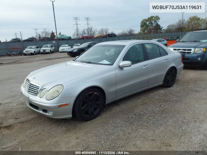 2003 Mercedes-Benz E-Class 5.0L VIN: WDBUF70J53A119631 Lot: 40854892