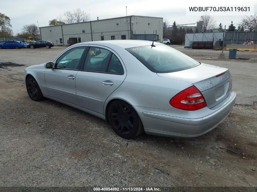 2003 Mercedes-Benz E-Class 5.0L VIN: WDBUF70J53A119631 Lot: 40854892