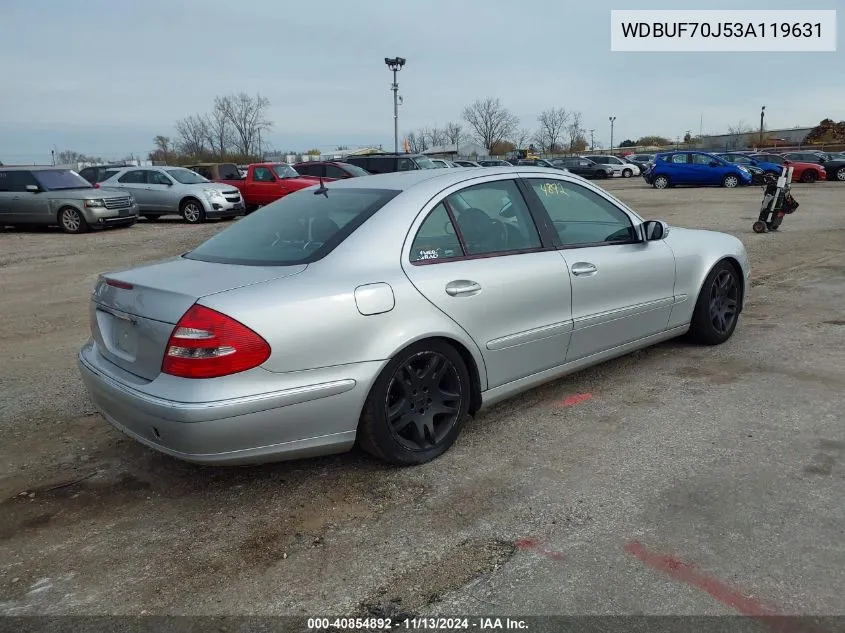 2003 Mercedes-Benz E-Class 5.0L VIN: WDBUF70J53A119631 Lot: 40854892