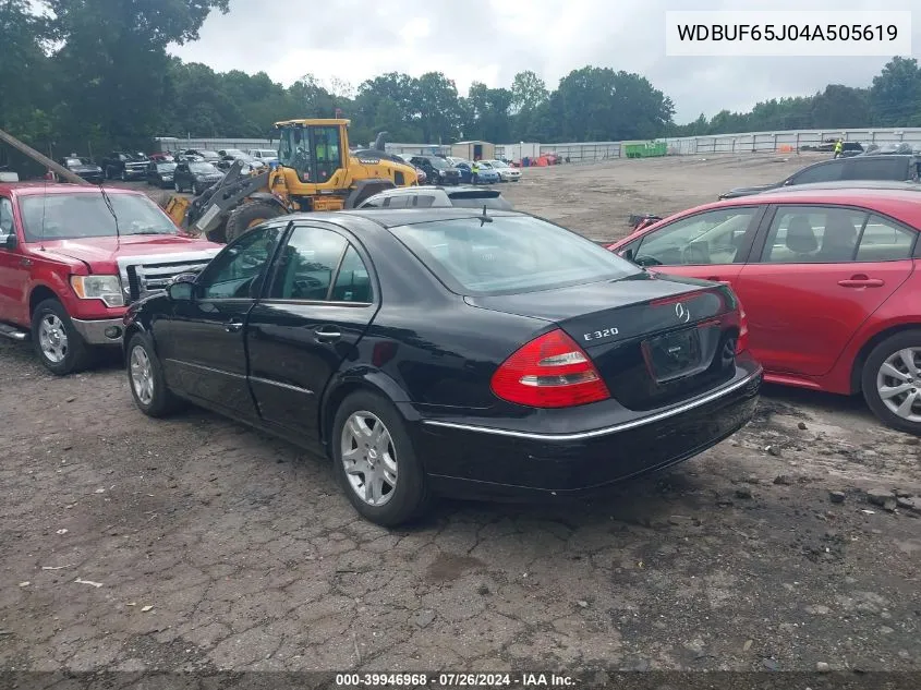 2004 Mercedes-Benz E 320 VIN: WDBUF65J04A505619 Lot: 39946968