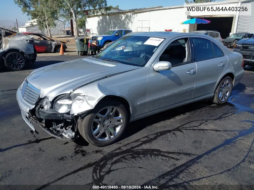 2004 Mercedes-Benz E 320 VIN: WDBUF65J64A403256 Lot: 40118480