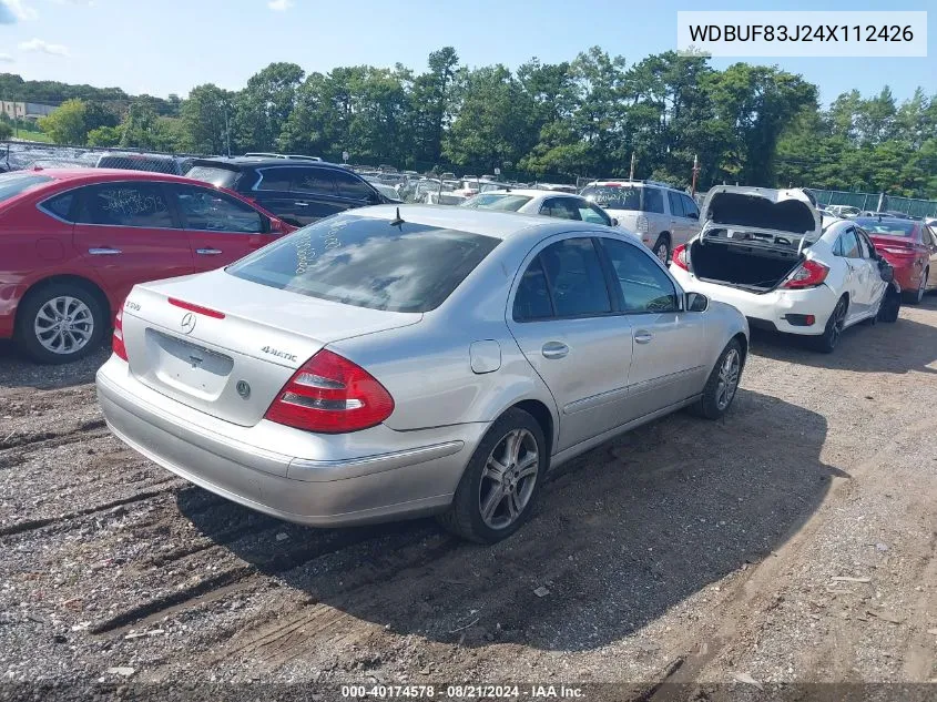 2004 Mercedes-Benz E 500 4Matic VIN: WDBUF83J24X112426 Lot: 40174578