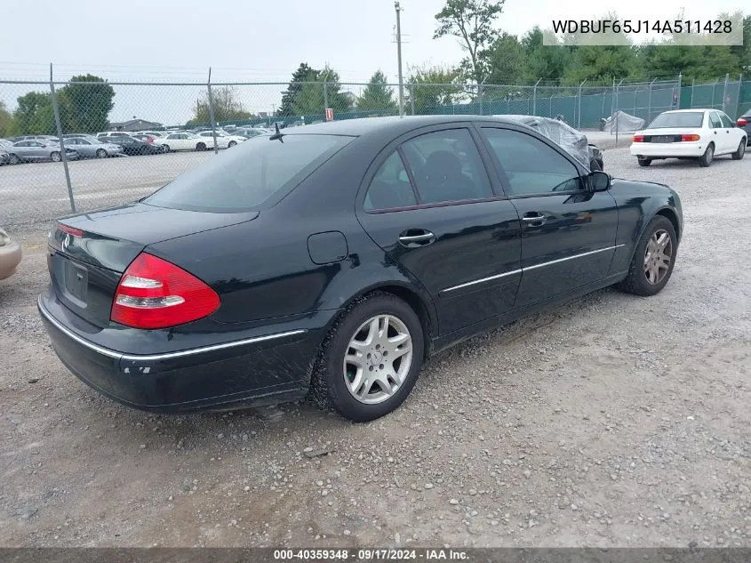 2004 Mercedes-Benz E 320 VIN: WDBUF65J14A511428 Lot: 40359348