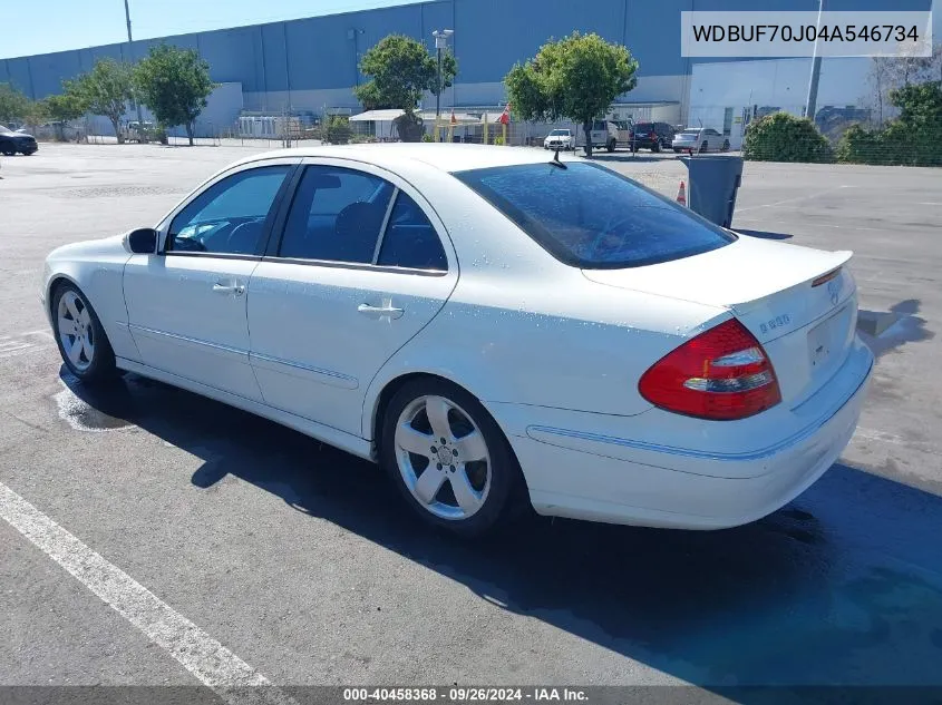 2004 Mercedes-Benz E 500 VIN: WDBUF70J04A546734 Lot: 40458368