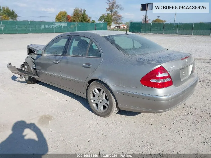 2004 Mercedes-Benz E 320 VIN: WDBUF65J94A435926 Lot: 40665356