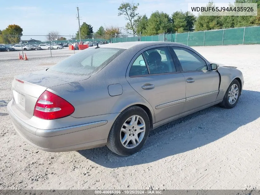 2004 Mercedes-Benz E 320 VIN: WDBUF65J94A435926 Lot: 40665356