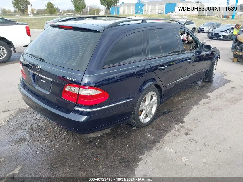 2004 Mercedes-Benz E 500 4Matic VIN: WDBUH83J04X111639 Lot: 40729478