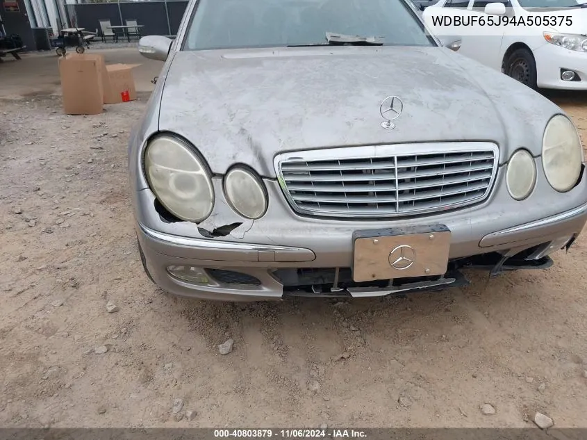 2004 Mercedes-Benz E 320 VIN: WDBUF65J94A505375 Lot: 40803879