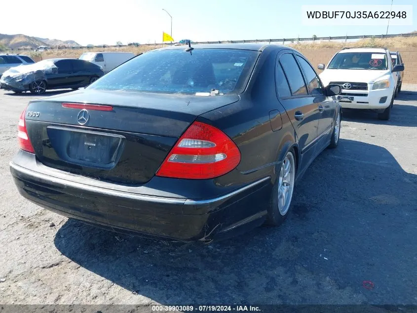 2005 Mercedes-Benz E 500 VIN: WDBUF70J35A622948 Lot: 39903089