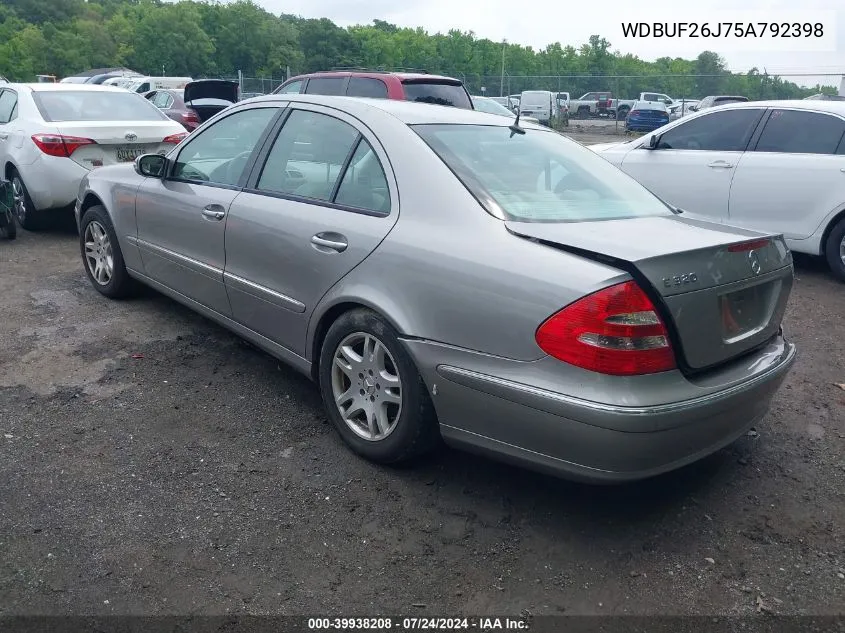 2005 Mercedes-Benz E 320 Cdi VIN: WDBUF26J75A792398 Lot: 39938208