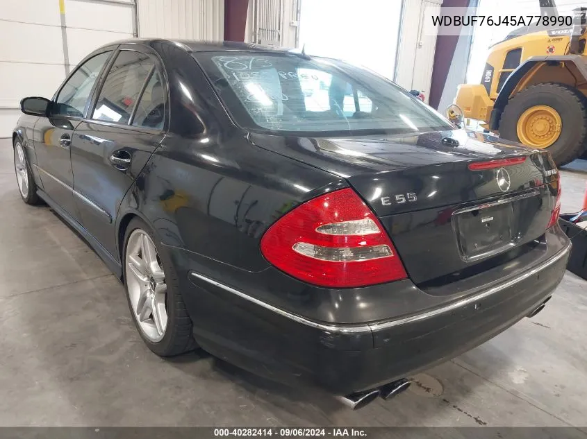 2005 Mercedes-Benz E 55 Amg VIN: WDBUF76J45A778990 Lot: 40282414