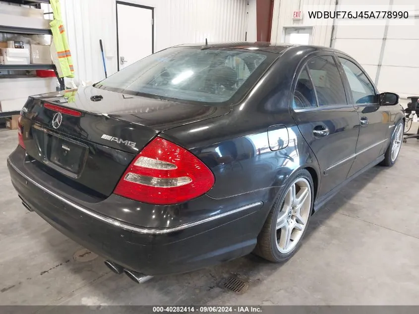 2005 Mercedes-Benz E 55 Amg VIN: WDBUF76J45A778990 Lot: 40282414