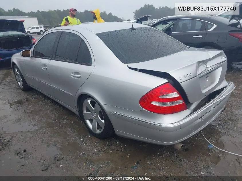 2005 Mercedes-Benz E 500 500 4Matic VIN: WDBUF83J15X177740 Lot: 40341200