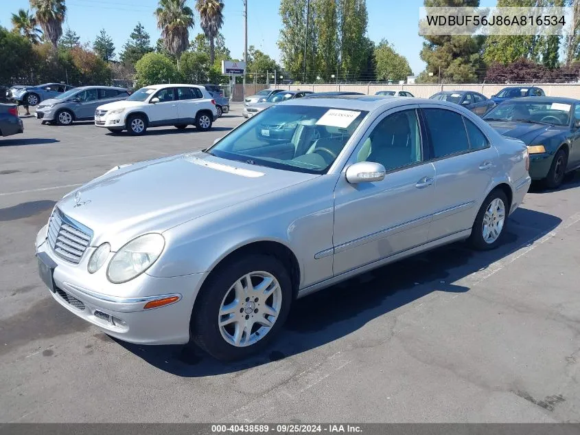 2006 Mercedes-Benz E 350 VIN: WDBUF56J86A816534 Lot: 40438589