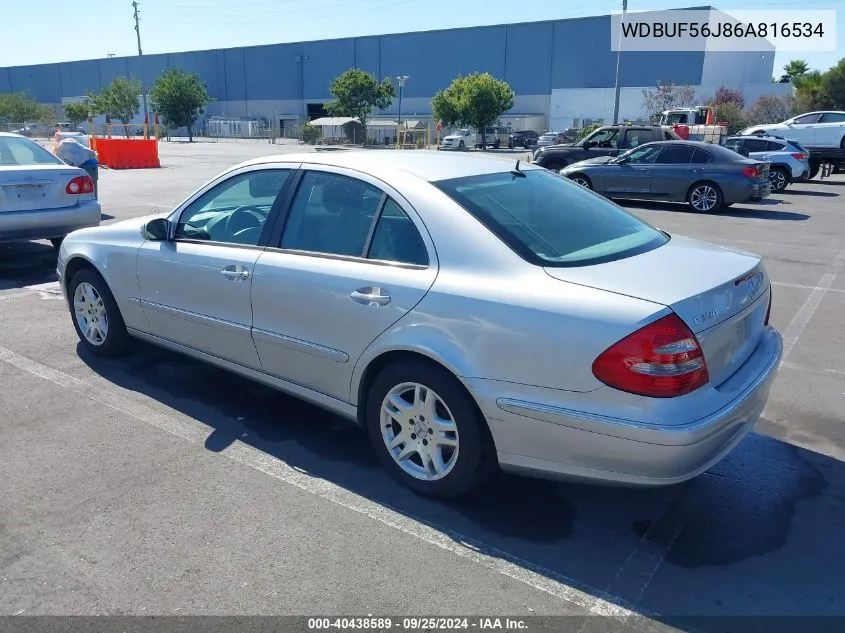 2006 Mercedes-Benz E 350 VIN: WDBUF56J86A816534 Lot: 40438589