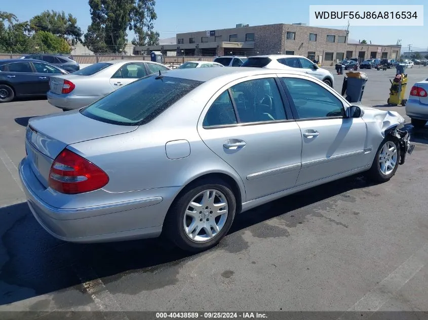 2006 Mercedes-Benz E 350 VIN: WDBUF56J86A816534 Lot: 40438589