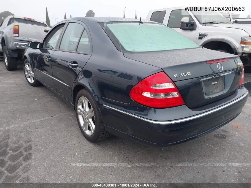 2006 Mercedes-Benz E 350 4Matic VIN: WDBUF87J06X200663 Lot: 40480381