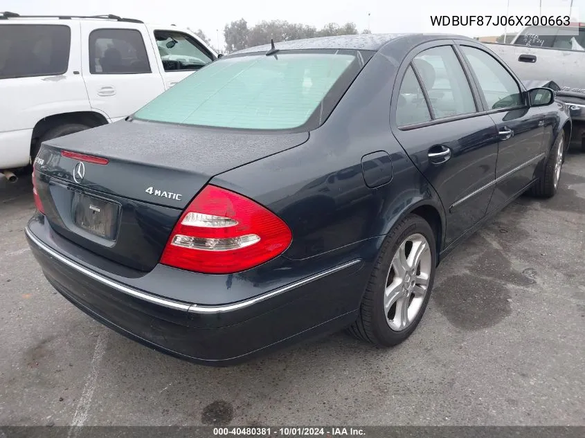 2006 Mercedes-Benz E 350 4Matic VIN: WDBUF87J06X200663 Lot: 40480381