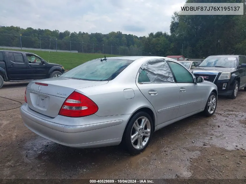 2006 Mercedes-Benz E 350 4Matic VIN: WDBUF87J76X195137 Lot: 40529889