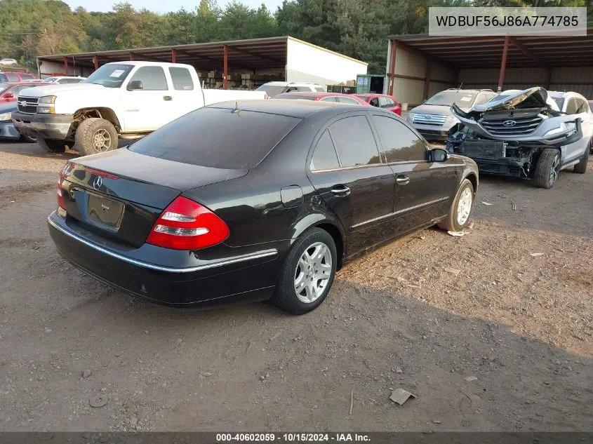 2006 Mercedes-Benz E 350 VIN: WDBUF56J86A774785 Lot: 40602059