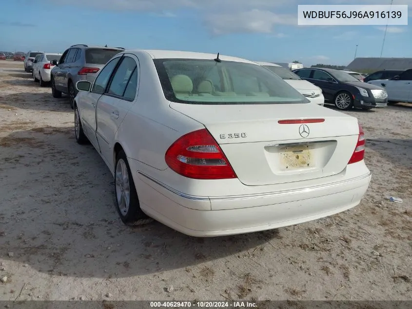 2006 Mercedes-Benz E 350 VIN: WDBUF56J96A916139 Lot: 40629470