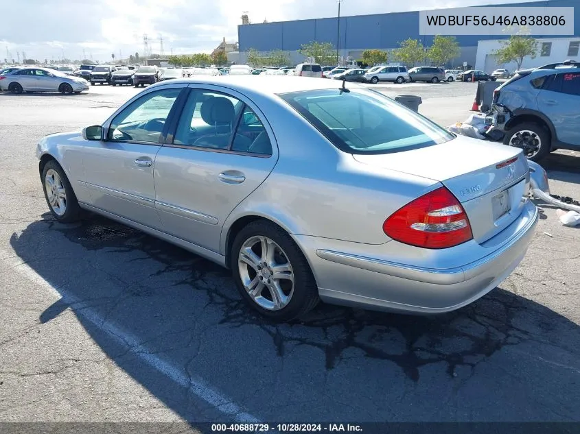 2006 Mercedes-Benz E 350 VIN: WDBUF56J46A838806 Lot: 40688729