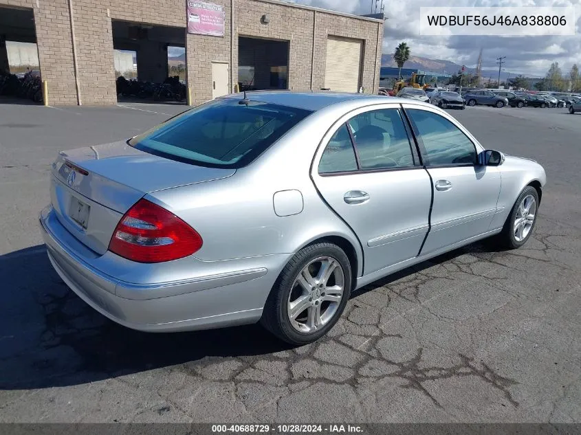 2006 Mercedes-Benz E 350 VIN: WDBUF56J46A838806 Lot: 40688729