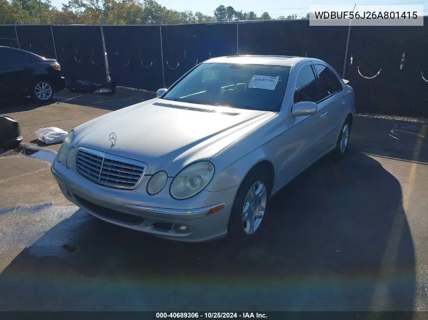 2006 Mercedes-Benz E 350 VIN: WDBUF56J26A801415 Lot: 40689306