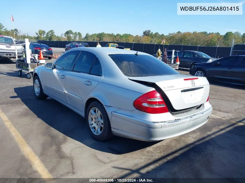 2006 Mercedes-Benz E 350 VIN: WDBUF56J26A801415 Lot: 40689306