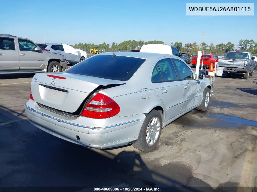 2006 Mercedes-Benz E 350 VIN: WDBUF56J26A801415 Lot: 40689306