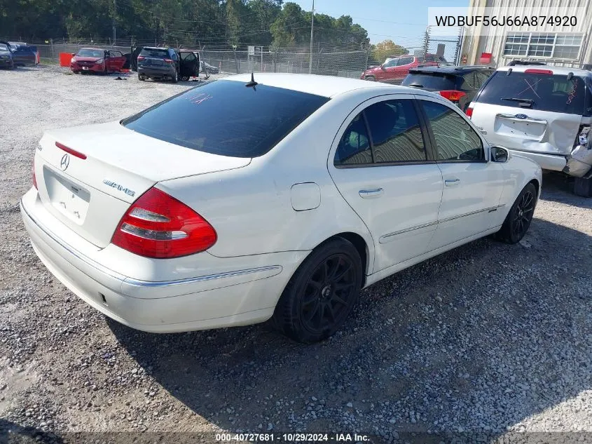 2006 Mercedes-Benz E 350 VIN: WDBUF56J66A874920 Lot: 40727681