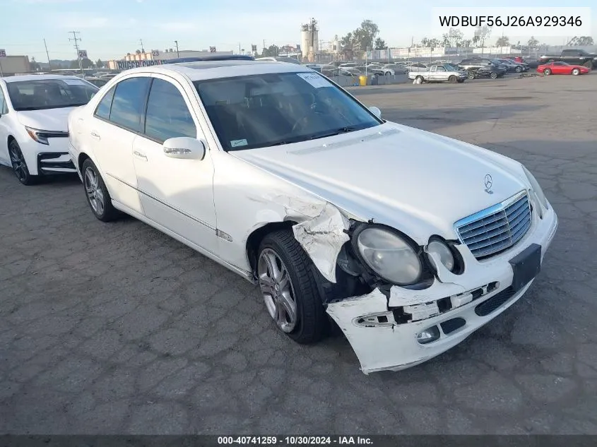 2006 Mercedes-Benz E 350 VIN: WDBUF56J26A929346 Lot: 40741259