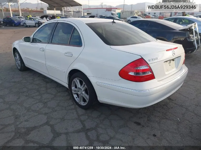 2006 Mercedes-Benz E 350 VIN: WDBUF56J26A929346 Lot: 40741259