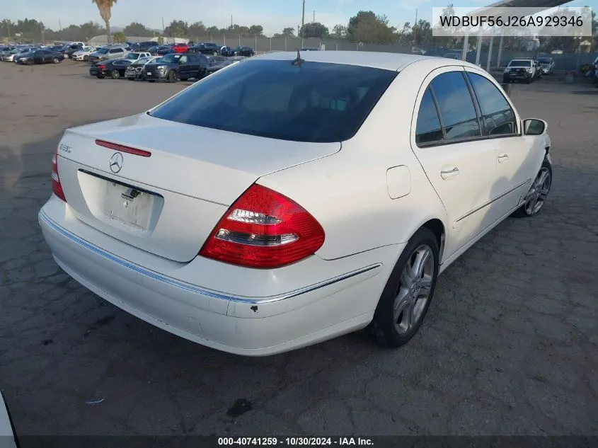 2006 Mercedes-Benz E 350 VIN: WDBUF56J26A929346 Lot: 40741259