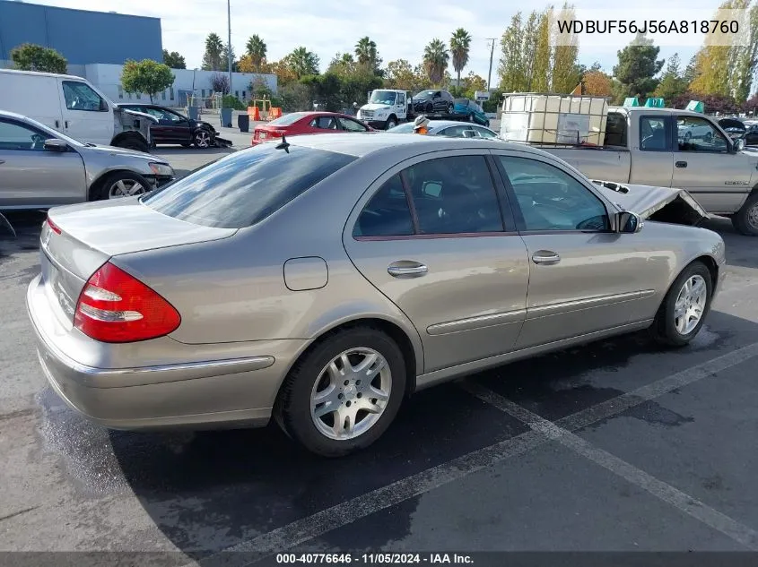 2006 Mercedes-Benz E 350 VIN: WDBUF56J56A818760 Lot: 40776646